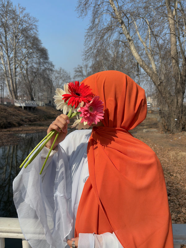 Flame orange  Laser georgette hijab