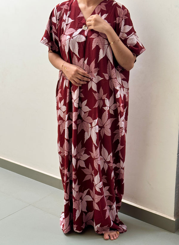 Maroon  & white Imported Dubai Nighty