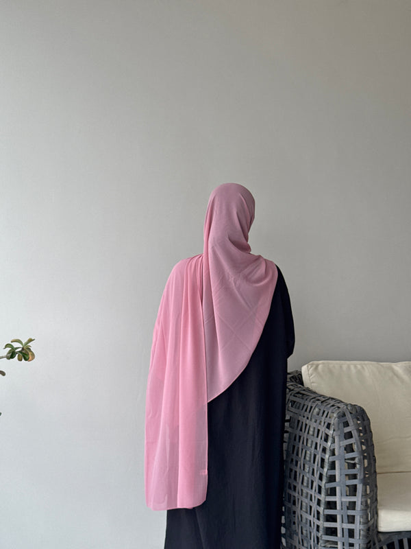 Carnation pink laser georgette hijab