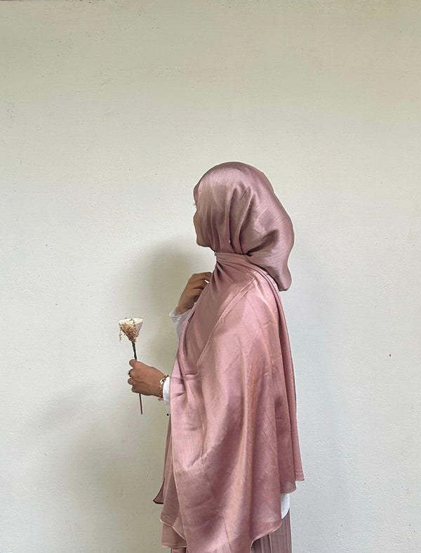 Orchid pink premium satin hijab