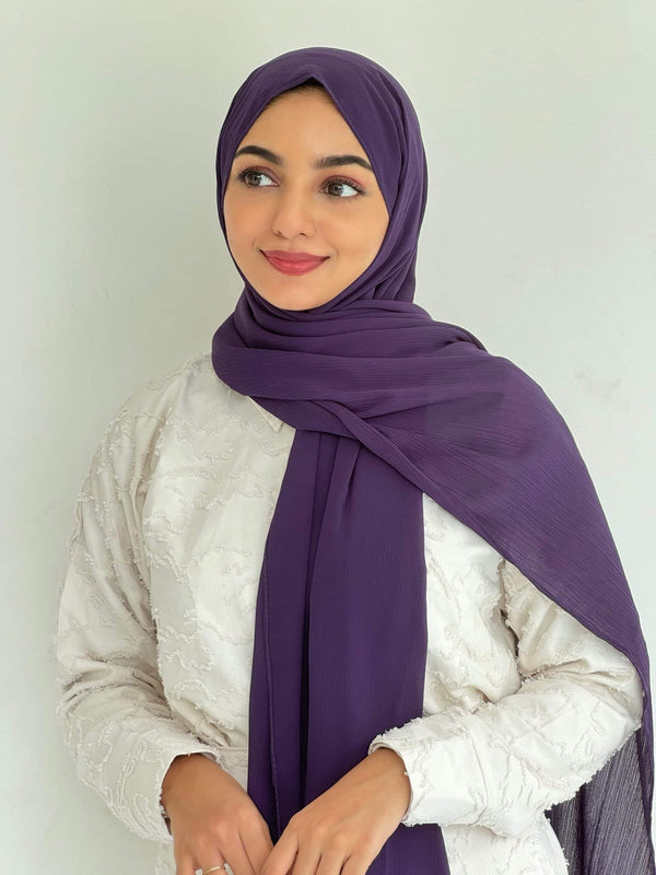 Ultra violet crinkled chiffon hijab