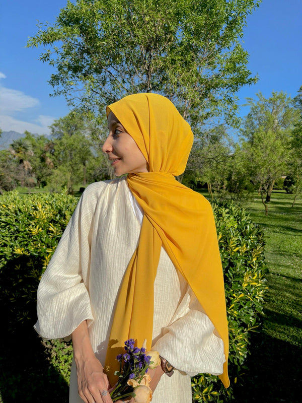 Sunflower yellow mini georgette hijab