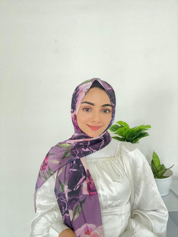 Lavender haze chiffon printed hijab