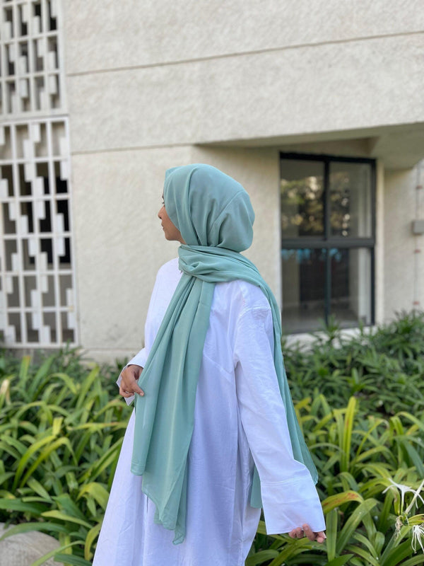 Aqua green laser georgette hijab