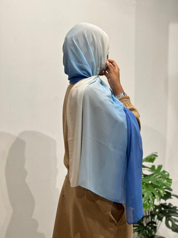 Tulip blue Ombre chiffon hijab