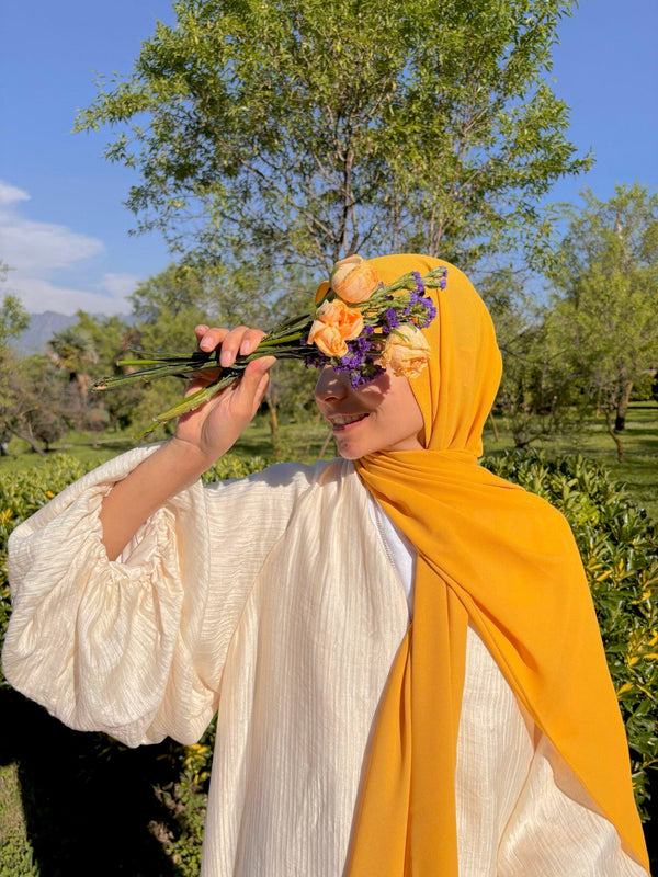 Turmeric yellow mini georgette hijab