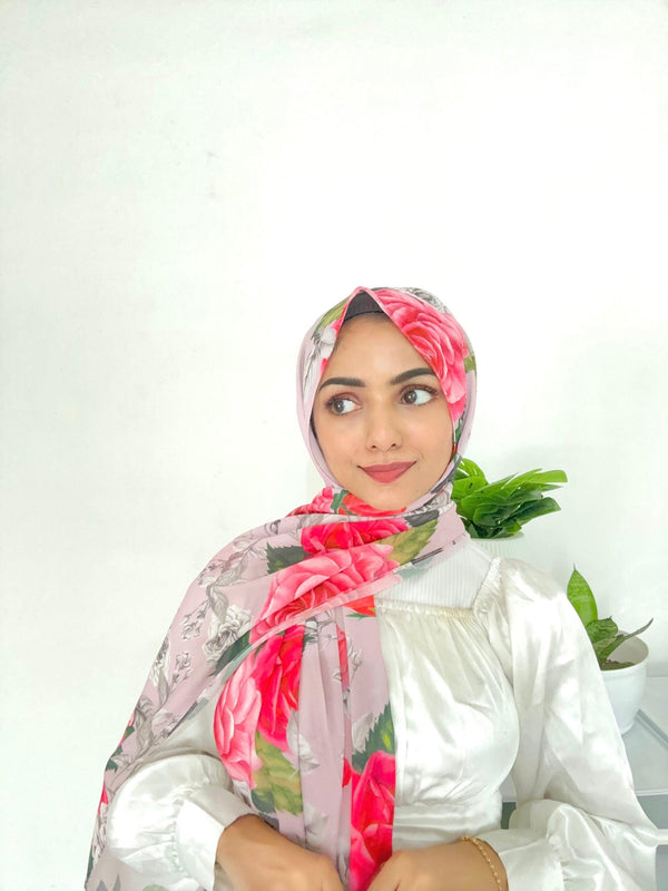 Blushing beauty chiffon printed hijab