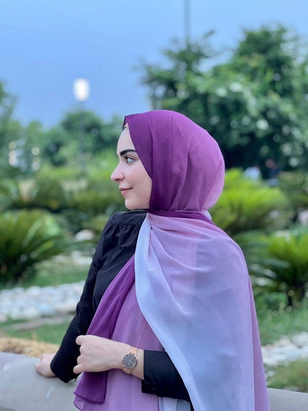 Purple blend ombre chiffon hijab