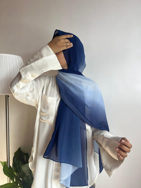 Charming blue Ombre chiffon hijab