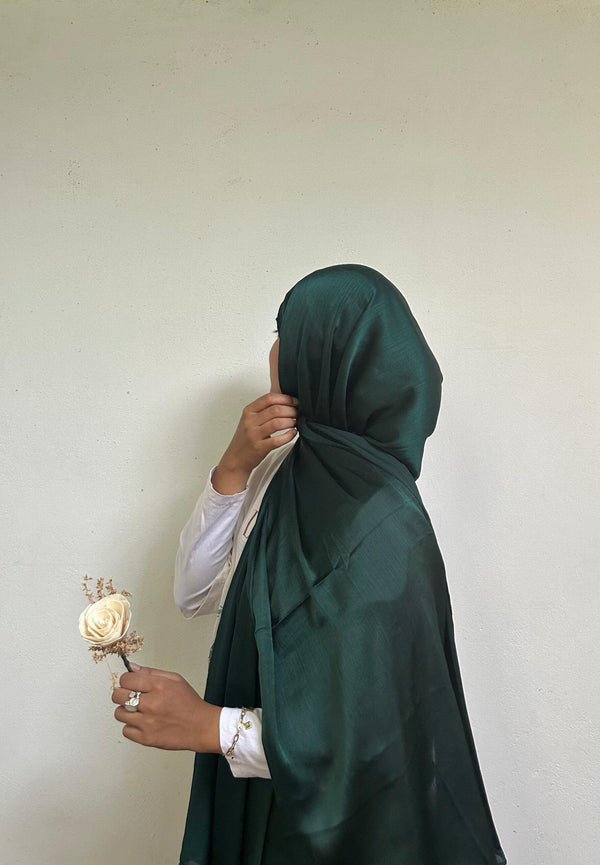 Rangoon green premium satin hijab