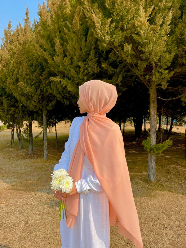 Peach fuzz laser georgette hijab