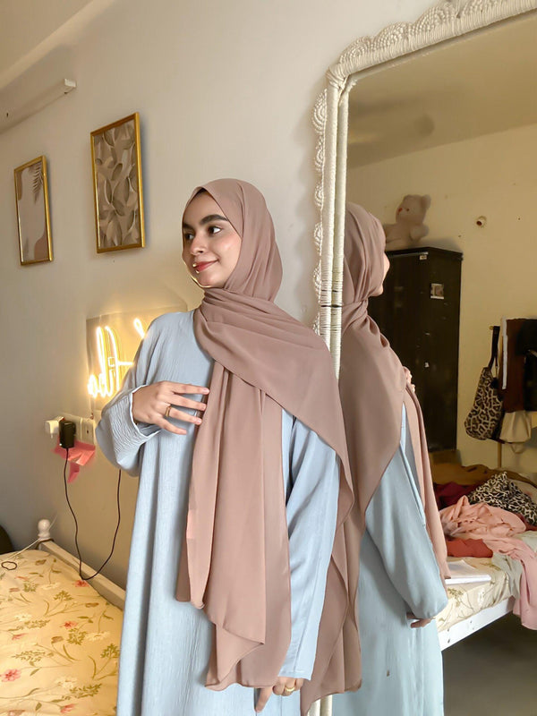 Taupe laser georgette hijab