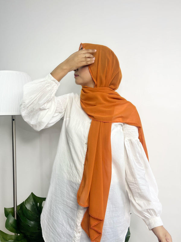 Sassy carrot Chiffon Crochet lace hijab