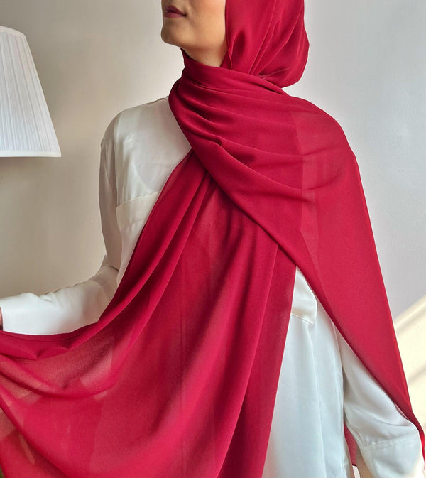 Lipstick red laser georgette hijab