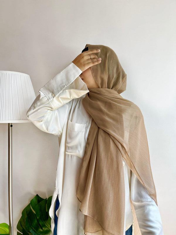 Toxic nude metallic chiffon hijab