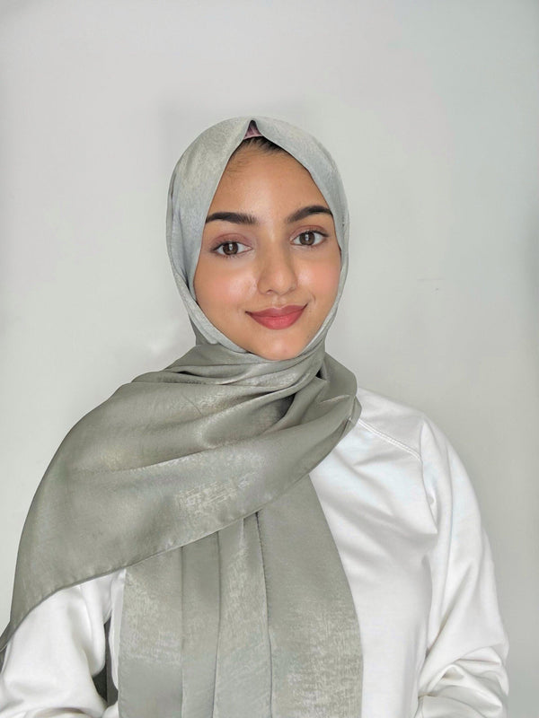 Muted sage velvet satin hijab