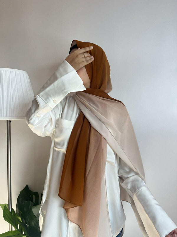 Coffee vibes ombre chiffon hijab