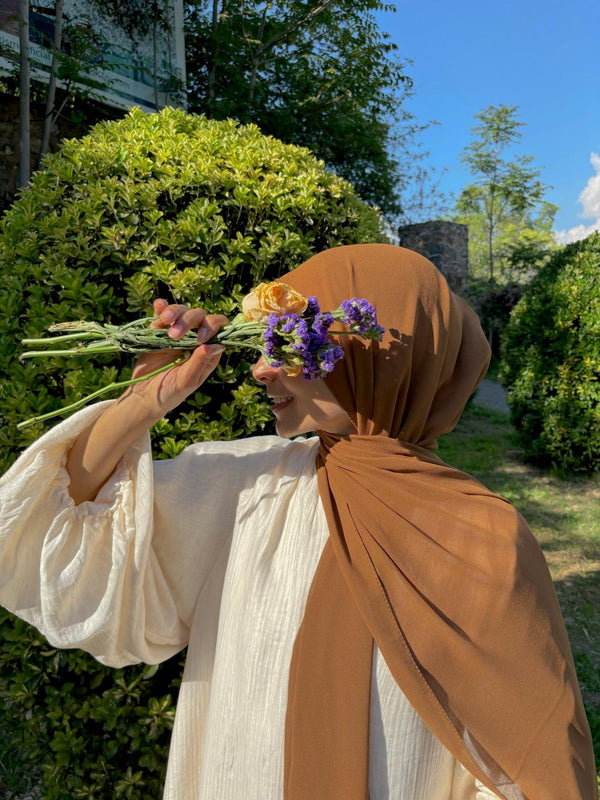 Tawny brown mini georgette hijab