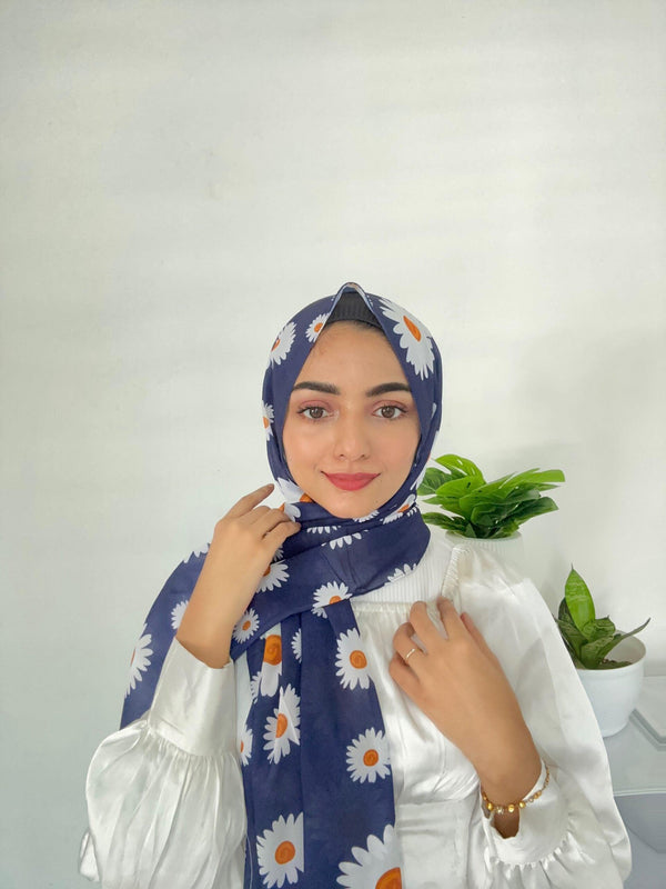 Daisy delight chiffon printed hijab