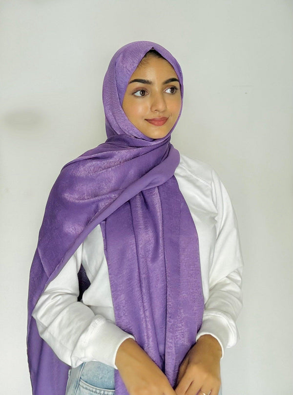 Iris purple velvet satin hijab