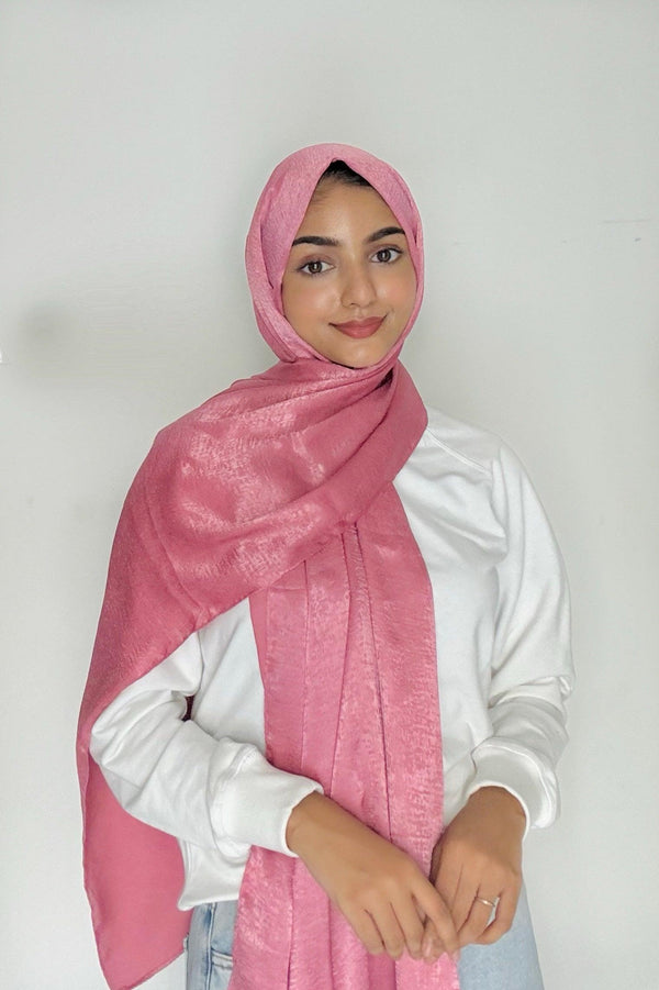 Damson pink velvet satin hijab