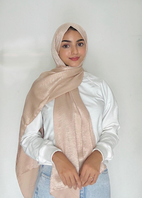 Honey beige velvet satin hijab