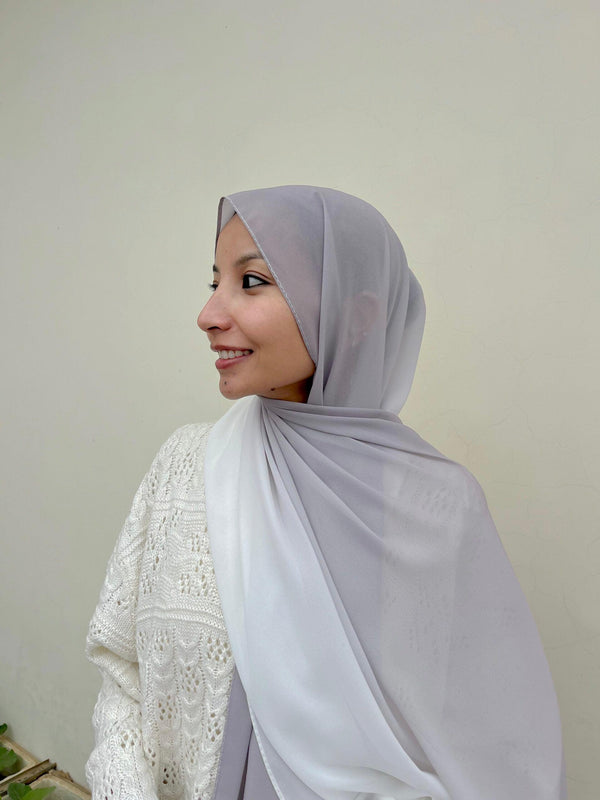 Classic grey Ombre chiffon hijab