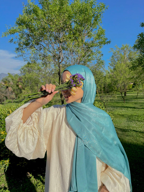 Turquoise blue velvet luxe hijab