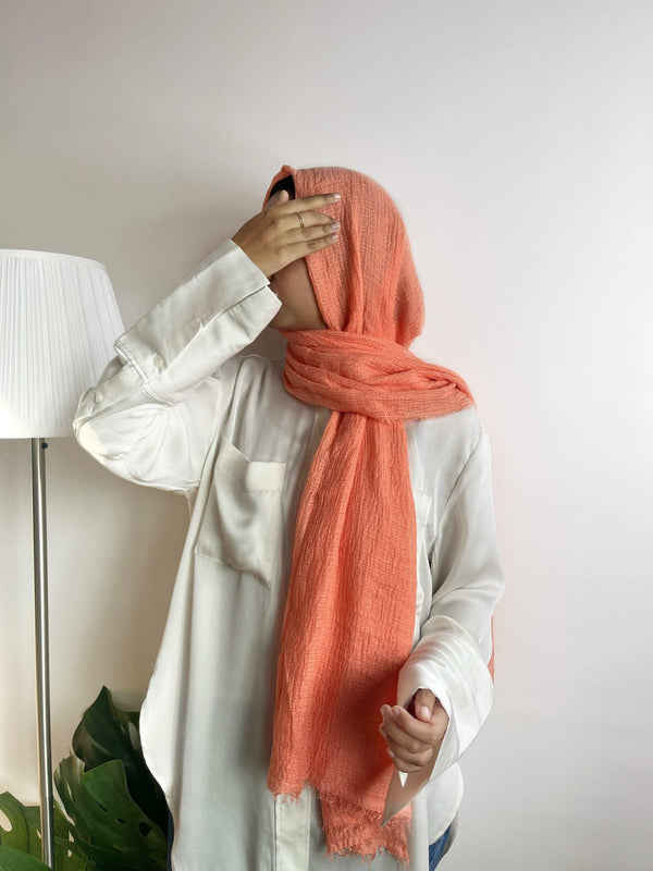 Orange pop maxi premium cotton hijab