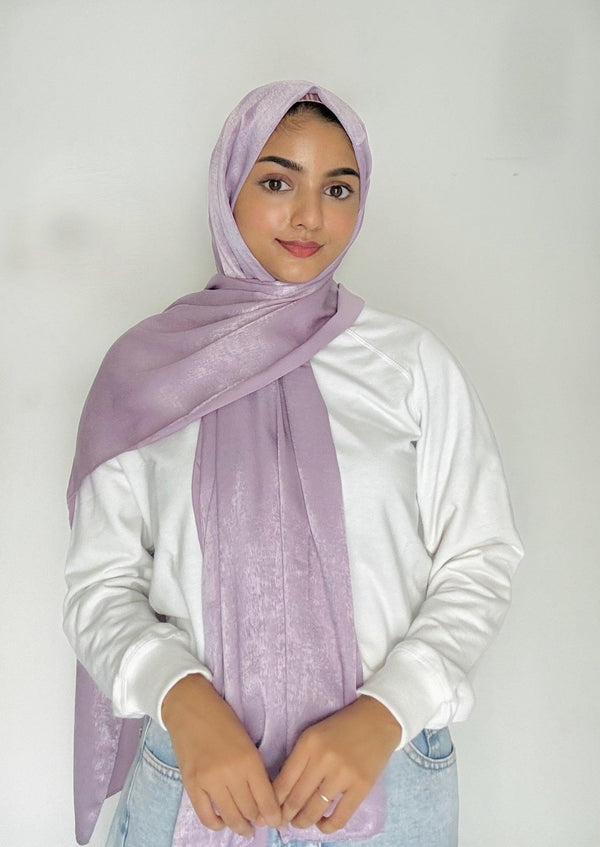 Sweet purple velvet satin hijab