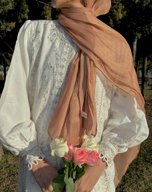 Toffee twist organza shimmer hijab