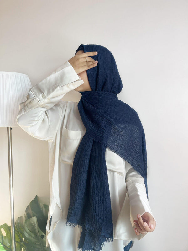 Midnight blue maxi premium cotton hijab