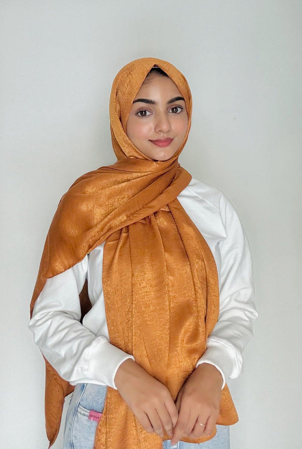 Terracotta velvet satin hijab