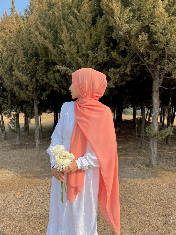 Apricot laser georgette hijab