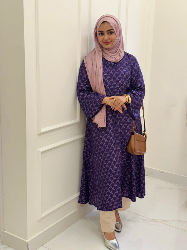 Purple Muslin Kurti With Long Sleeves