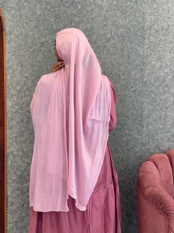 Pink aura organza shimmer hijab