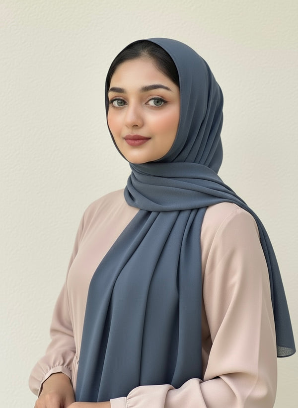 Charcoal Grey premium Laser Georgette Hijab