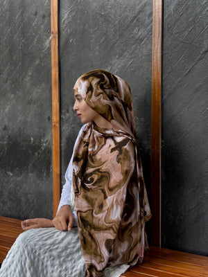 Mocha Marble Print Signature Modal Cotton Hijab