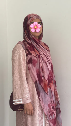 Pink & Maroon Marble Print Signature Modal Cotton Hijab