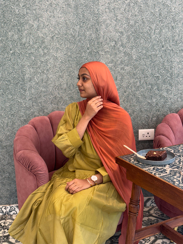 Maple orange organza shimmer hijab