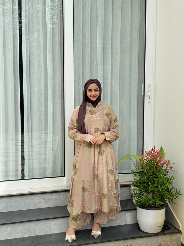 Soft brown floral Co-ord  set dress