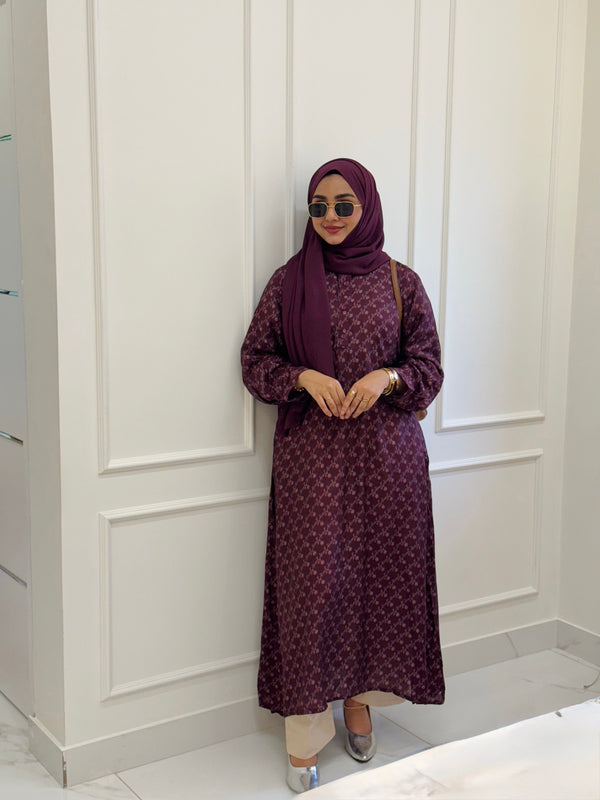 Maroon Muslin Kurti With Long Sleeves