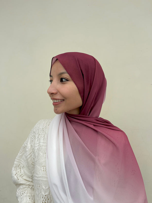 Maroon Mist Ombre chiffon hijab