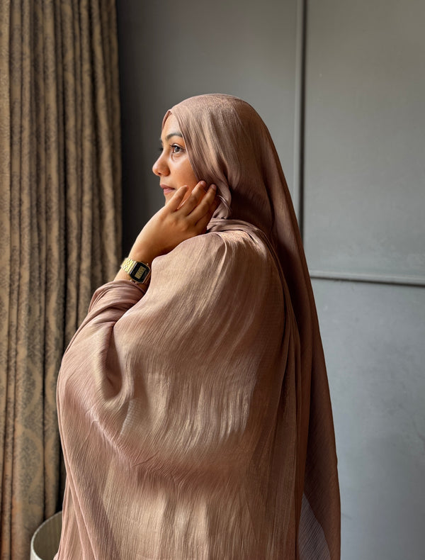 Truffle brown Organza Shimmer Hijab