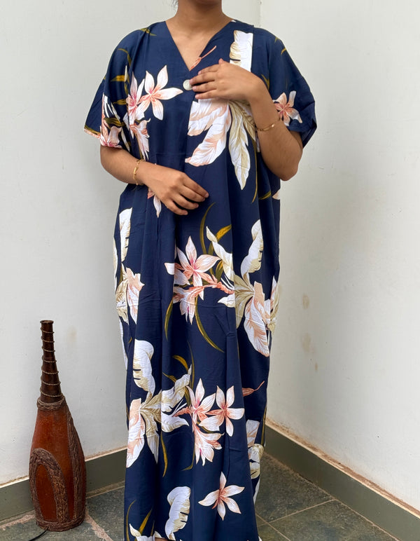 Navy Blue & white  Imported Dubai Nighty