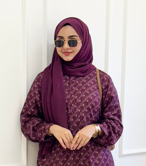 Wine Purple Laser Georgette Hijab
