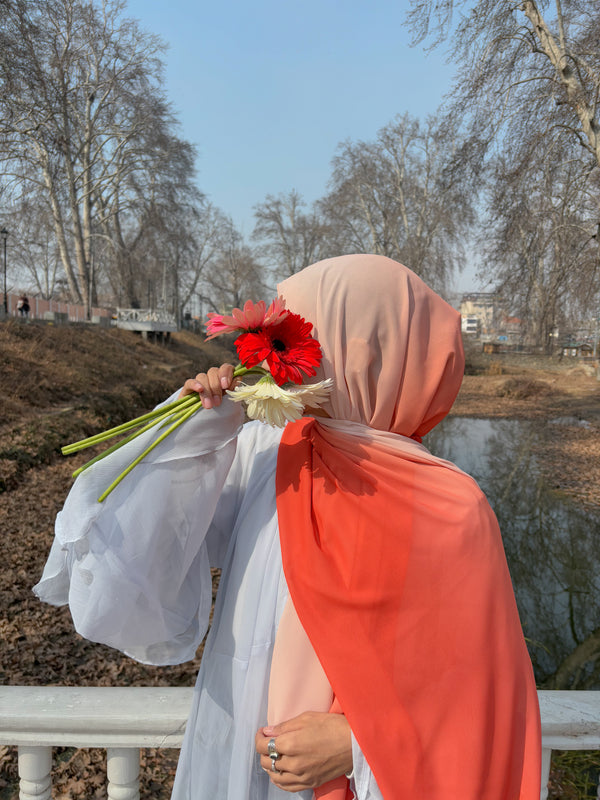 Vermilion orange ombre chiffon hijab