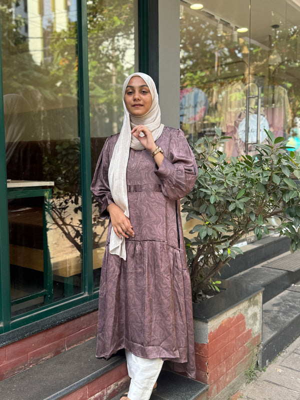 Plum Brown Satin Kurti