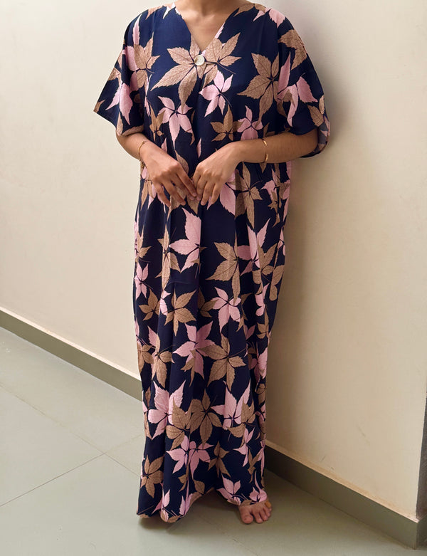 Navy Blue & pink Imported Dubai Nighty