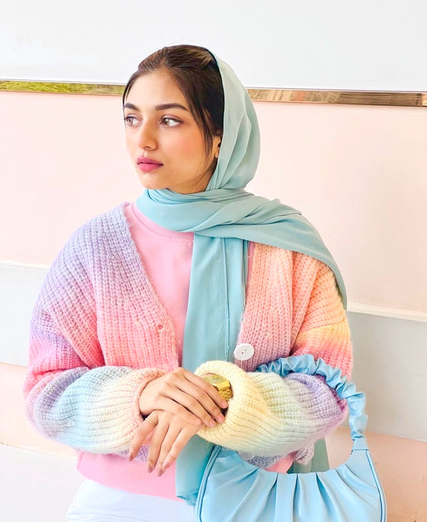 Aqua  blue Laser georgette hijab